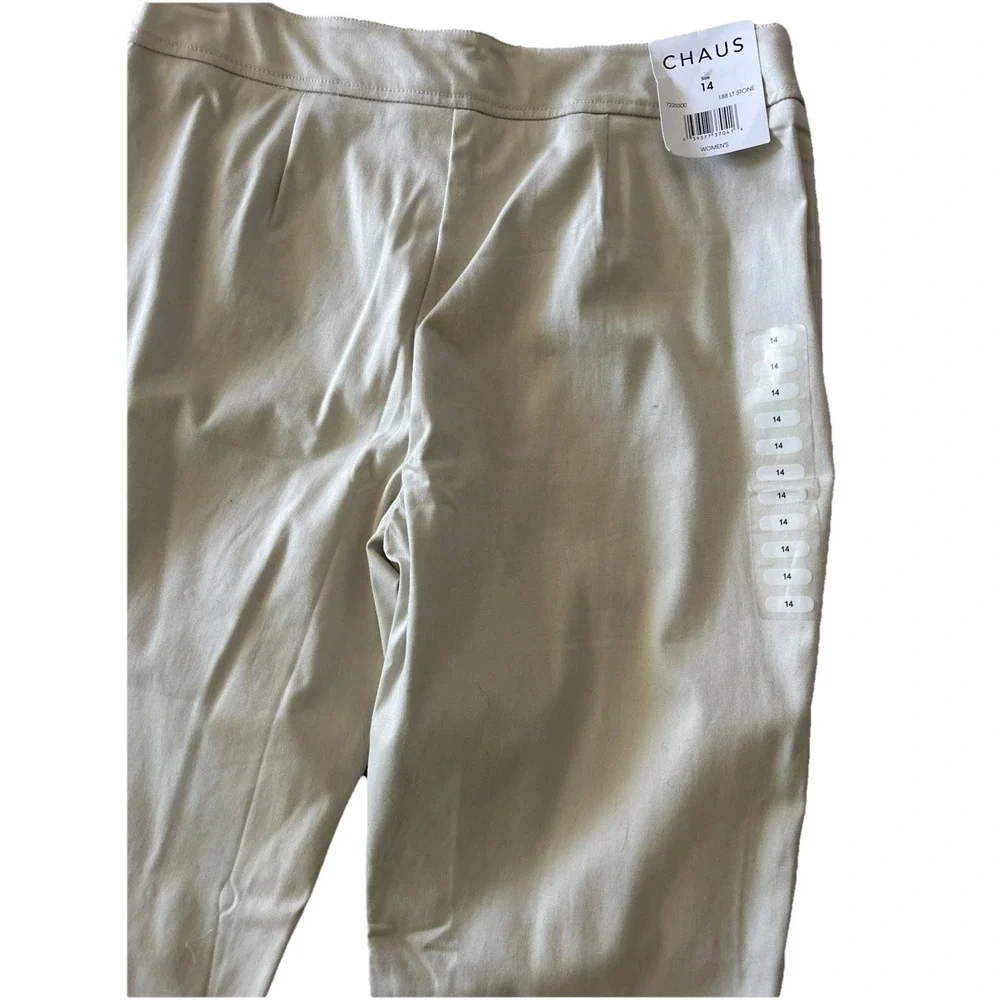CHAUS Vintage Women's Wide Leg Crop Culotte Gaucho Pants Size 14 Stone Khaki NWT